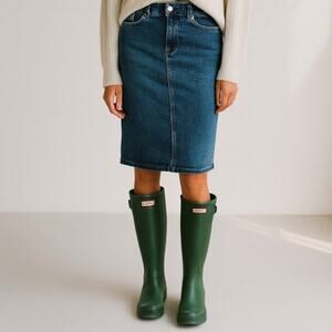 Anthropologie Pilcro Denim Knee Length Skirt Classic 90s Minimalist Preppy